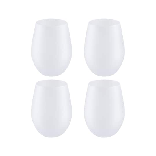 Craft Express 17oz. Frosted White Stemless Glass, 4ct.